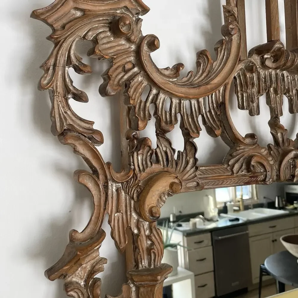 Vintage La Barge Italian Hand Carved Solid Wood Wall Mirror Ornate Florentine